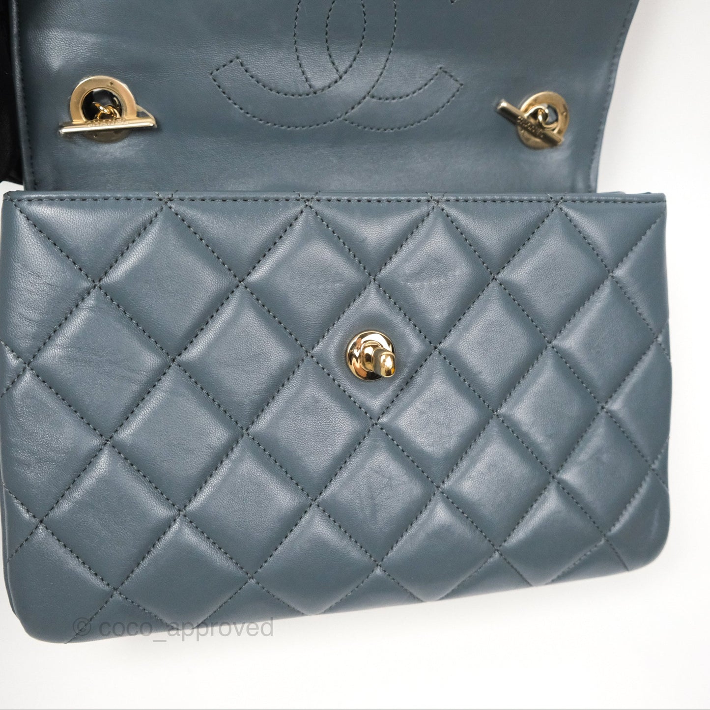 Chanel Small Trendy CC Grey Blue Lambskin Gold Hardware