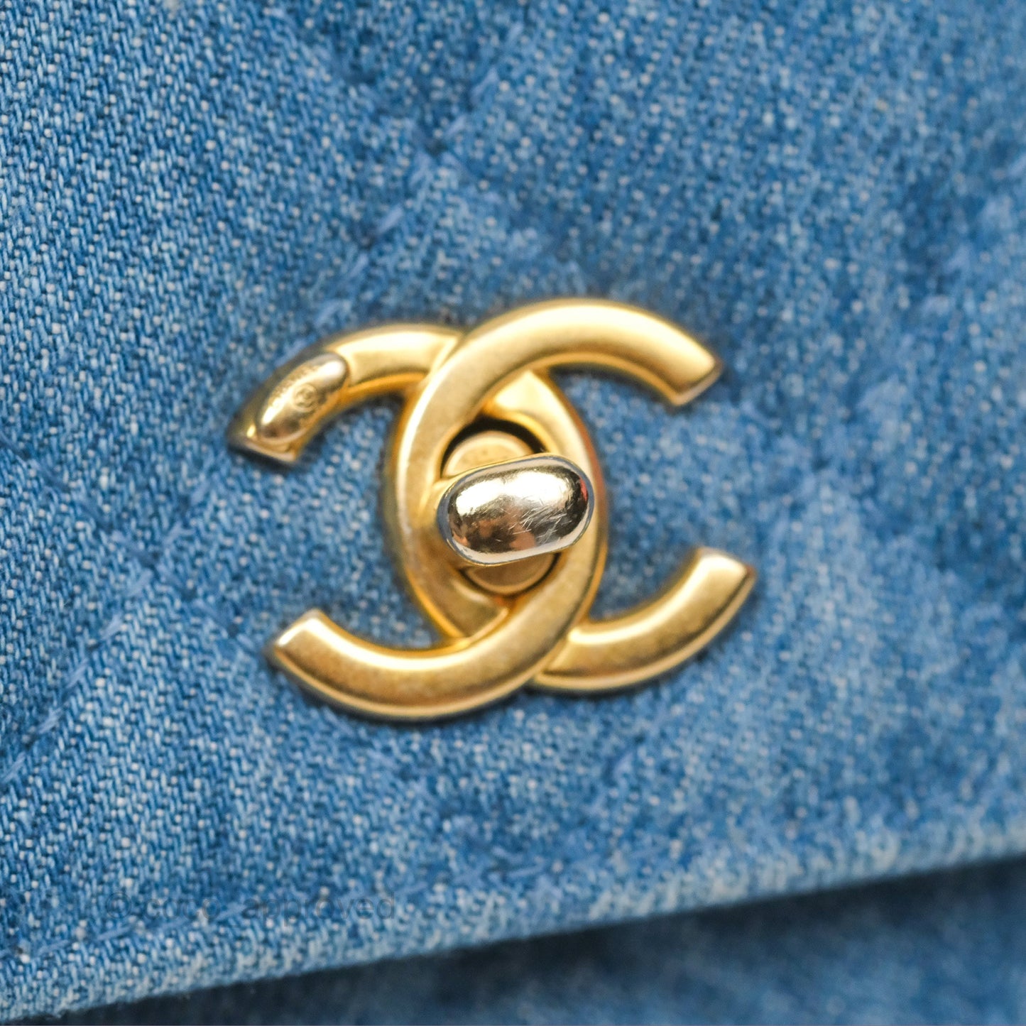 Chanel Quilted Pearl Crush Wallet on Chain WOC Denim Aged Gold Hardware