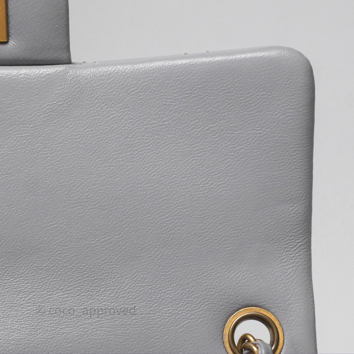 Chanel Pearl Crush Mini Rectangular Quilted Grey Lambskin Aged Gold Hardware