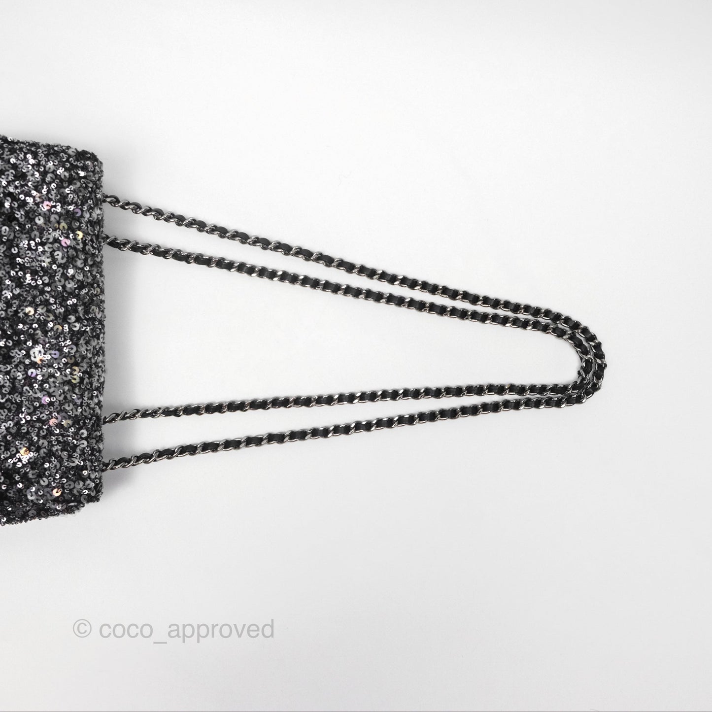 Chanel Flap Bag Sequin Black Silver Hardware 23S