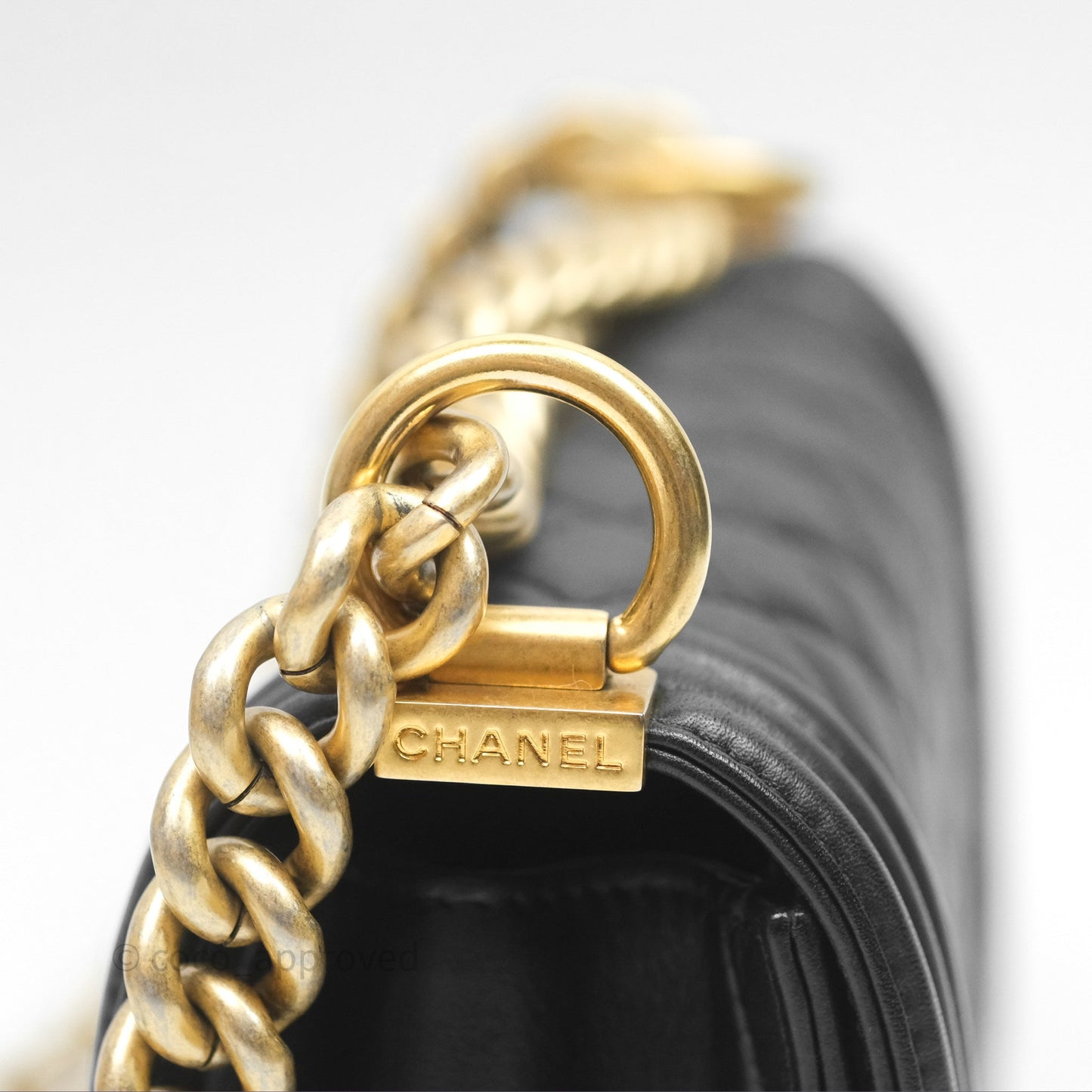 Chanel Small Boy Black Calfskin Aged Gold Hardware