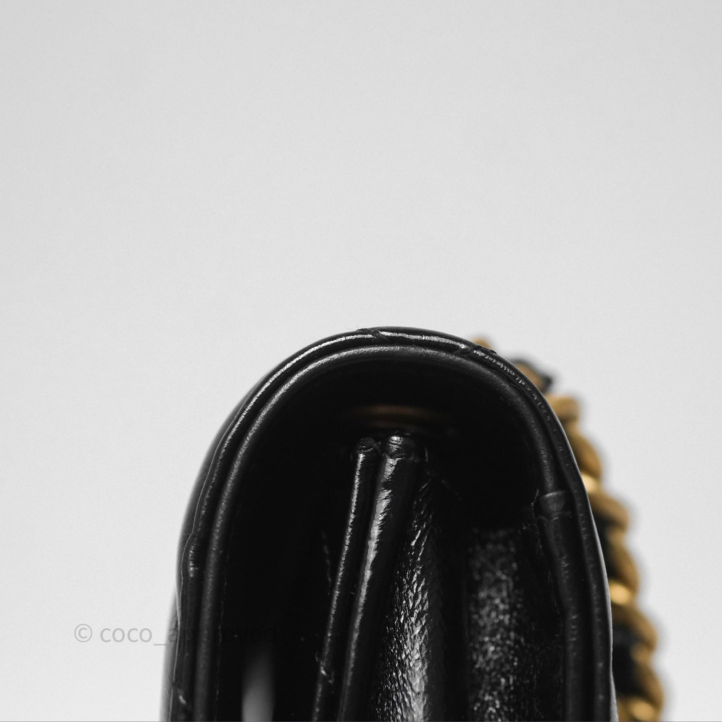 Chanel Quilted Medallion Wallet on Chain WOC Black Glossy Lambskin Gold Hardware 22K