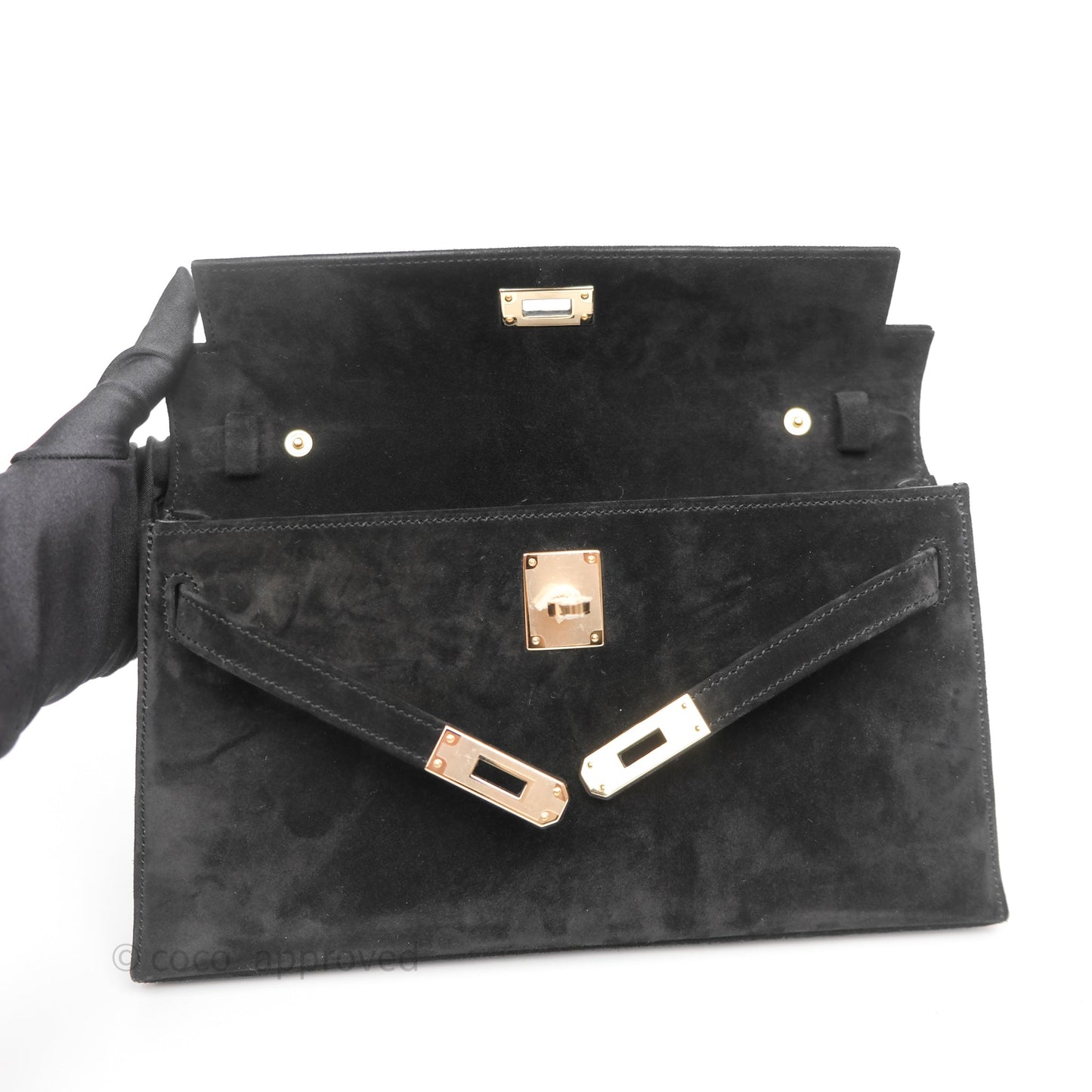 Hermès Kelly Elan Black Noir 89 Doblis Gold Hardware