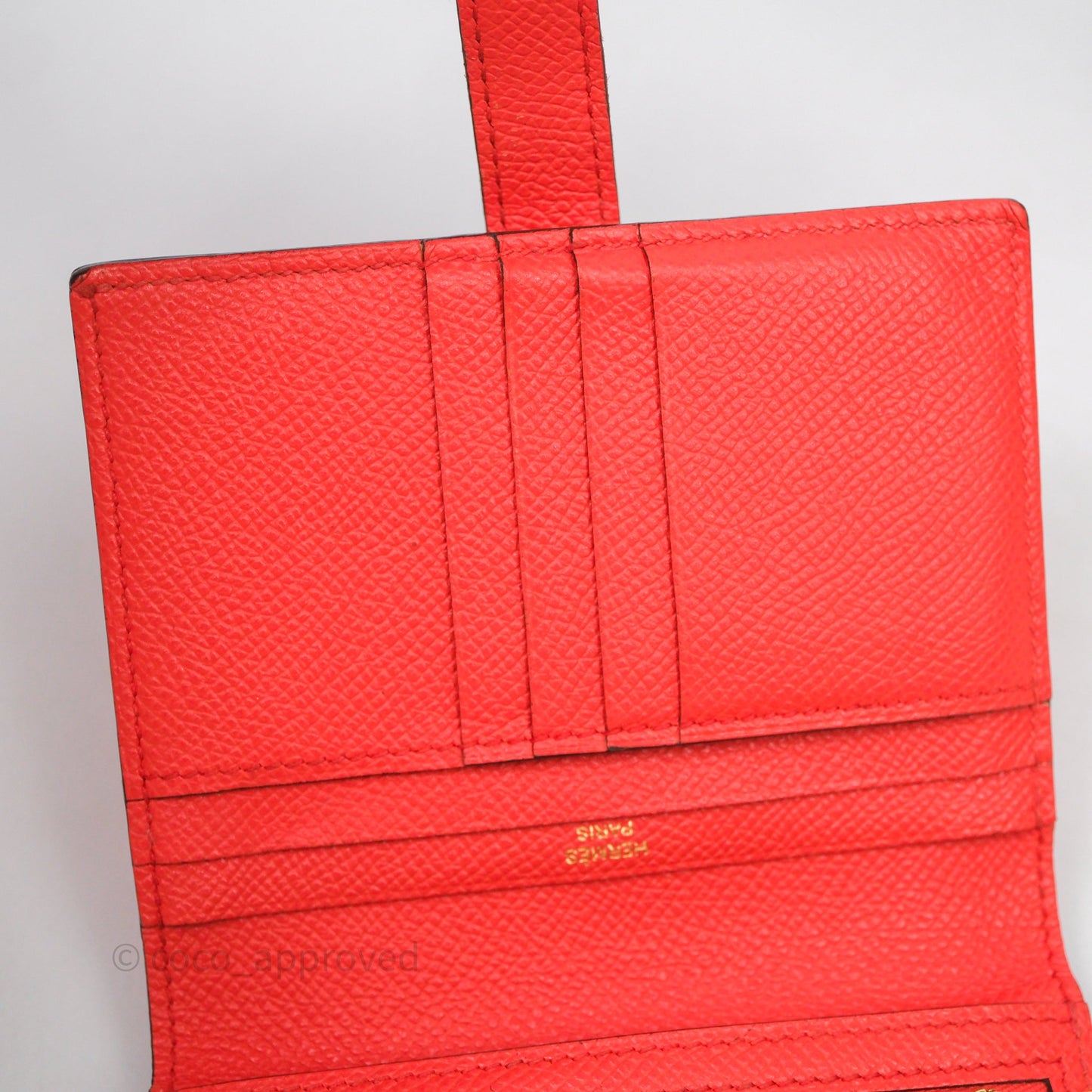 Hermes Bearn Wallet Rouge Tomate S5 Epsom Gold Hardware