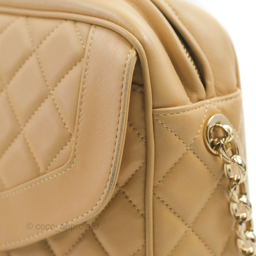 Chanel Calfskin Coco Vintage Camera Case Beige Gold Hardware