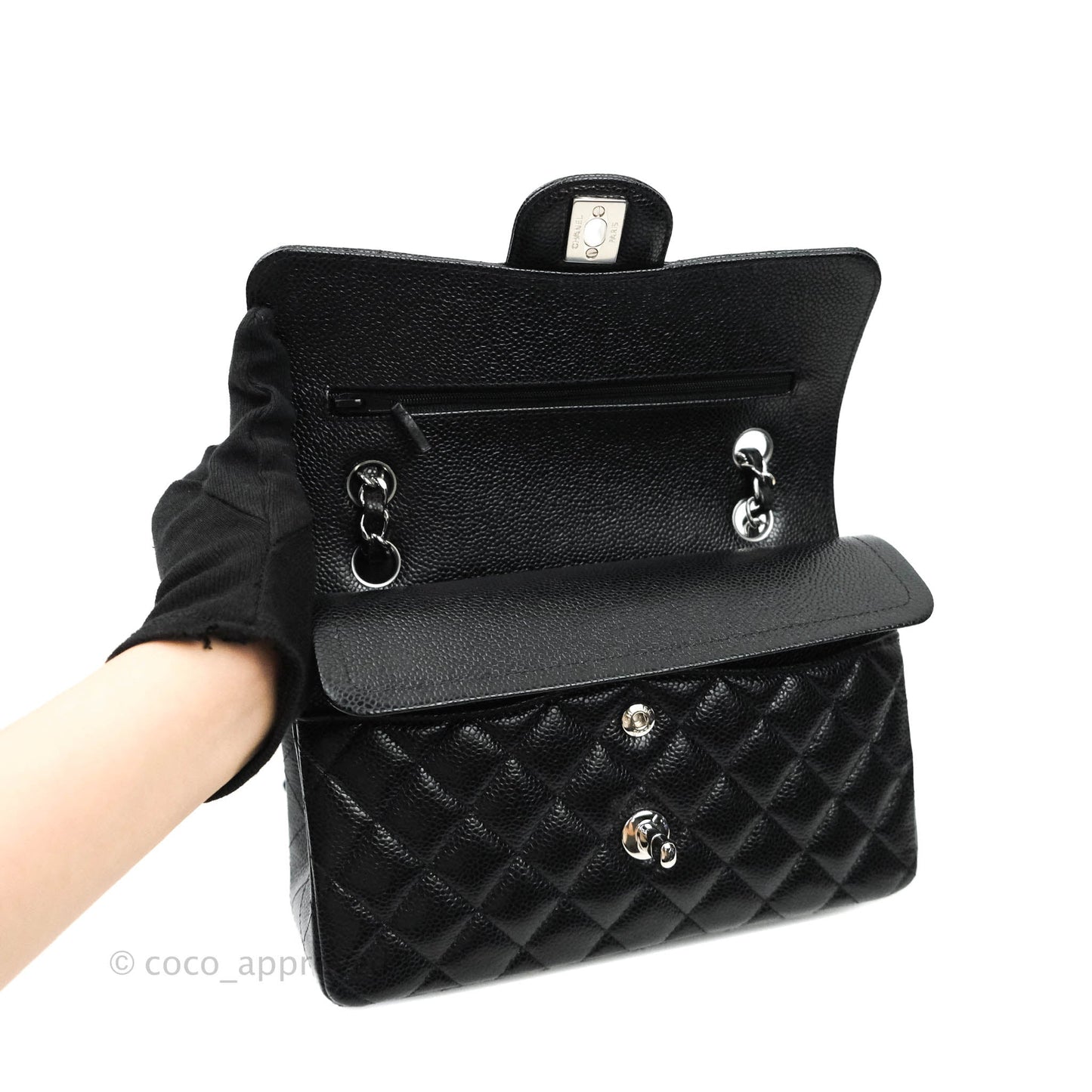 Chanel Small S/M Quilted Classic Flap Black Caviar Silver Hardware