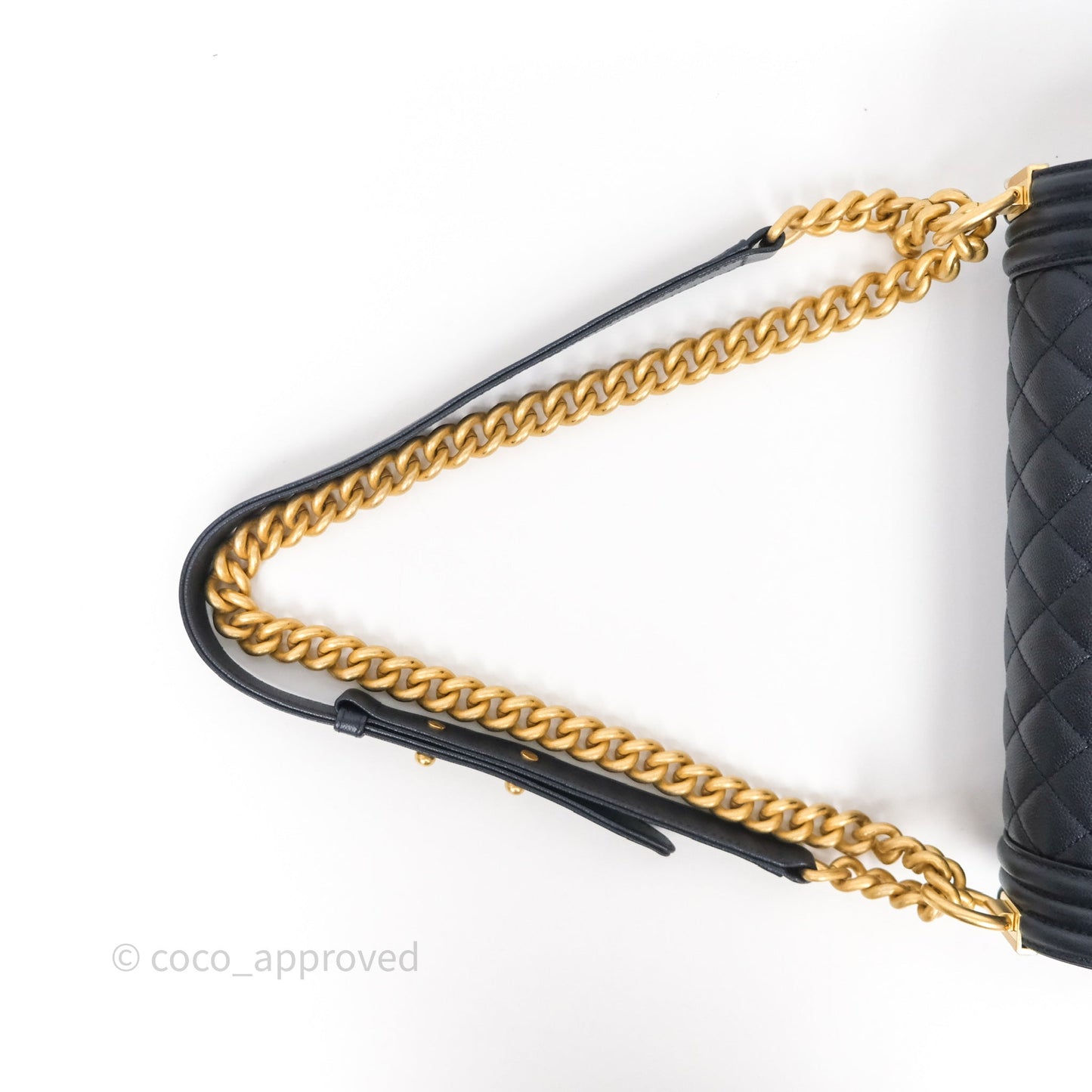Chanel Quilted Medium Boy Dark Navy Caviar Aged Gold Hardware