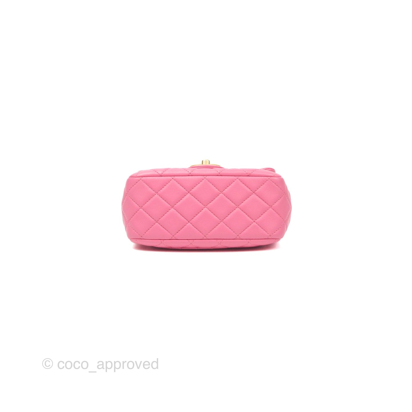 Chanel Mini Pearl Samba Square Flap Pink Lambskin Aged Gold Hardware 21P