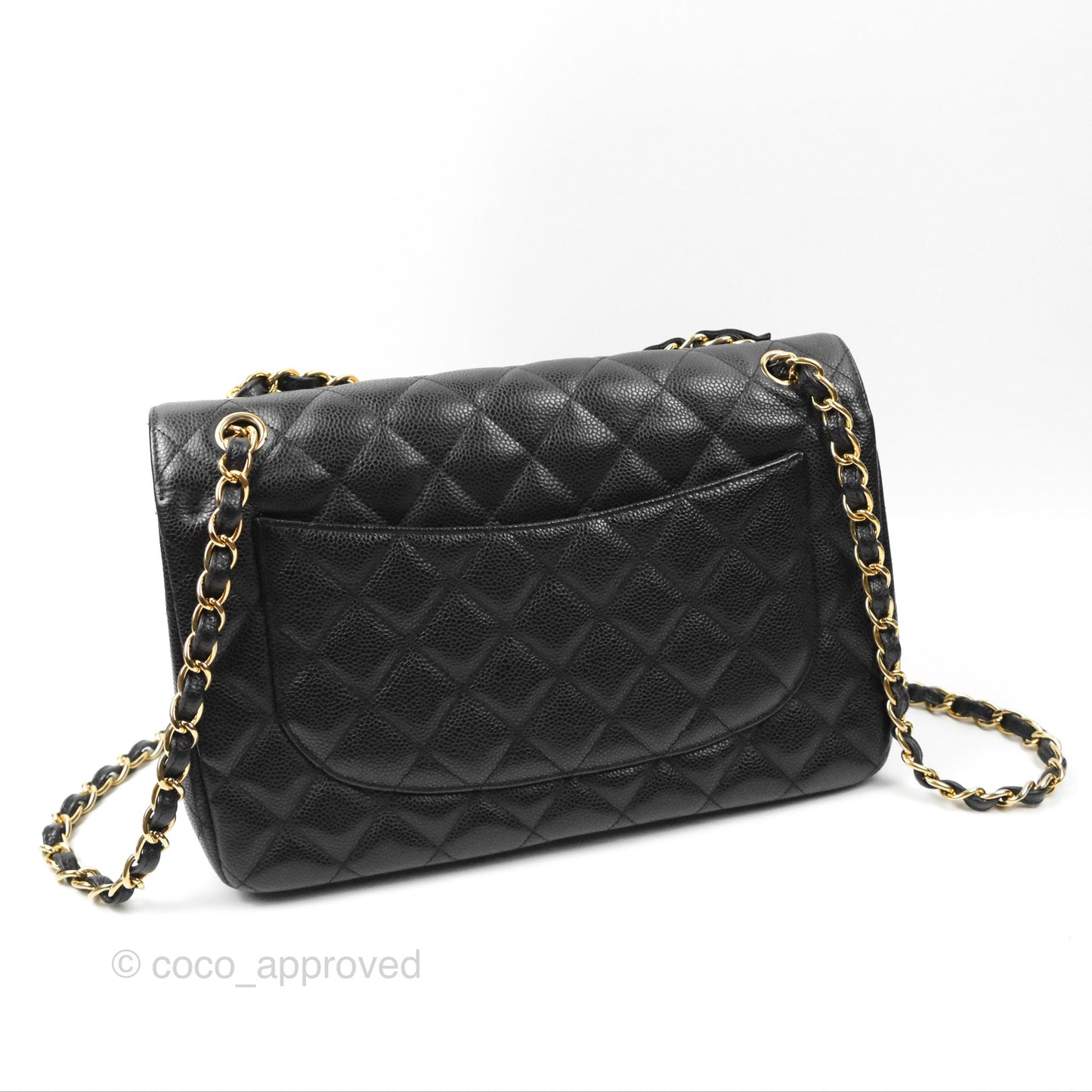 Chanel Jumbo Double Flap Quilted Black Caviar Gold Hardware⁣⁣