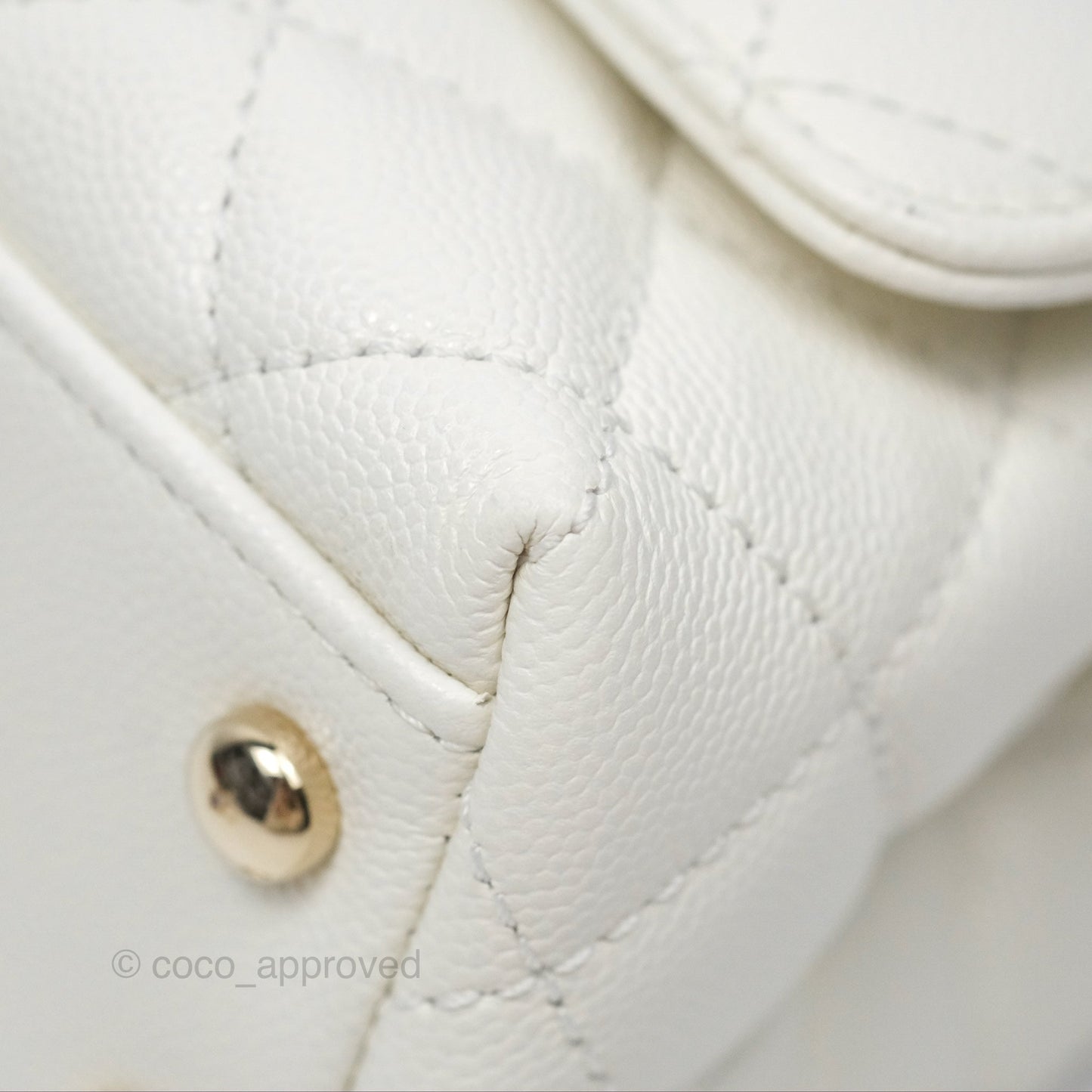 Chanel Mini Coco Handle White Caviar Gold Hardware