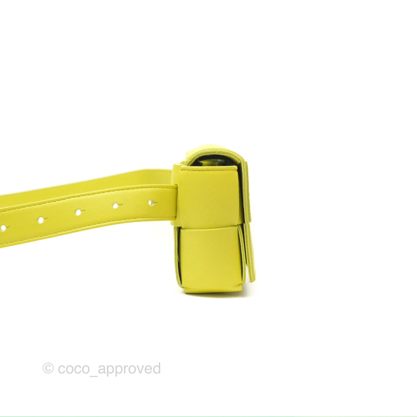 Bottega Veneta Mini Cassette Belt Bag Intreccio Lambskin Kiwi