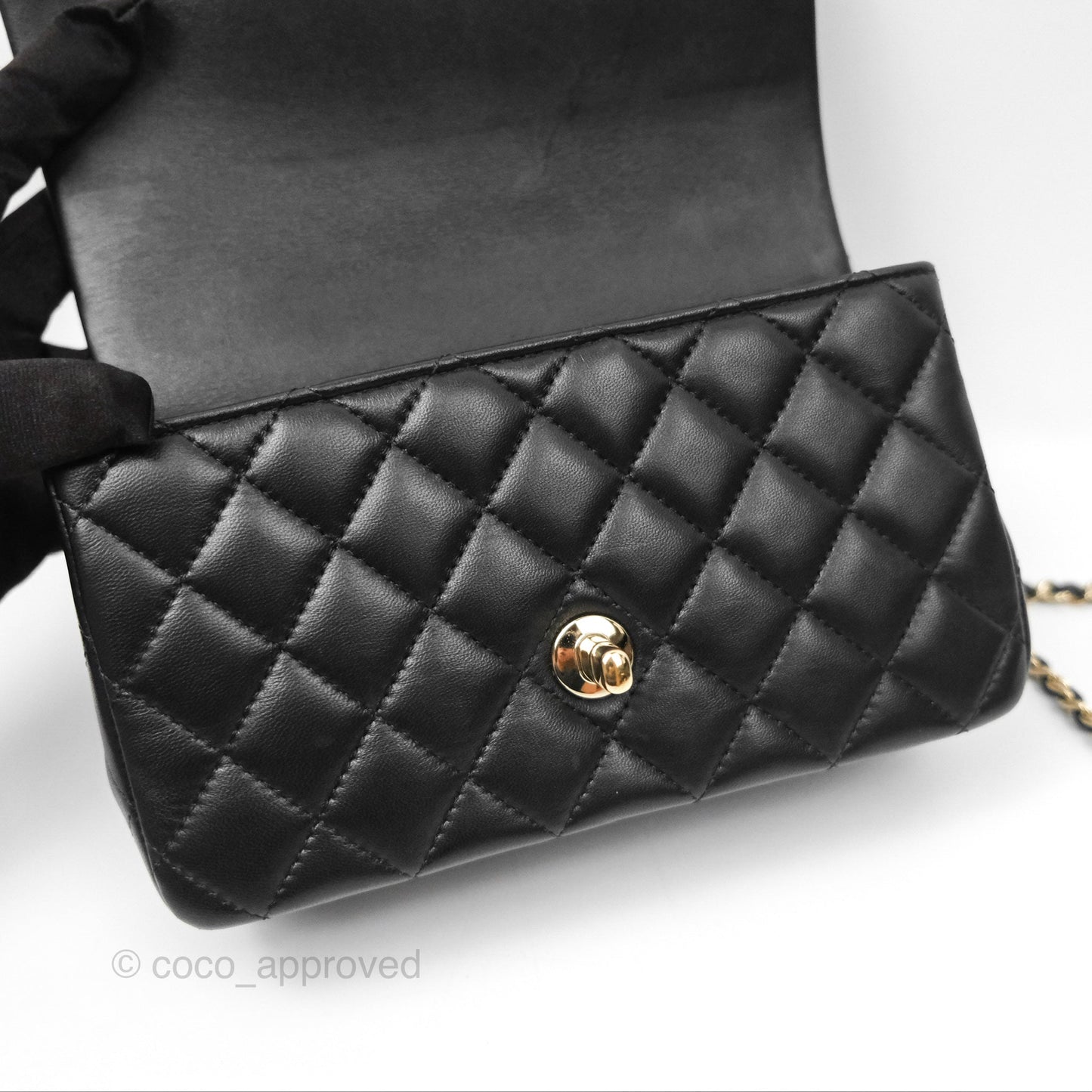 Chanel Top Handle Mini Rectangular Flap Bag Black Lambskin Gold Hardware