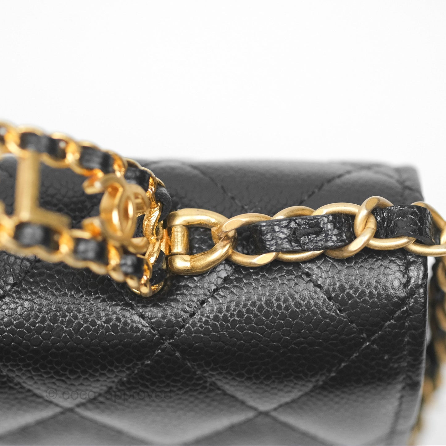 Chanel Top Handle Wallet On Chain WOC Black Caviar Gold Hardware 22S