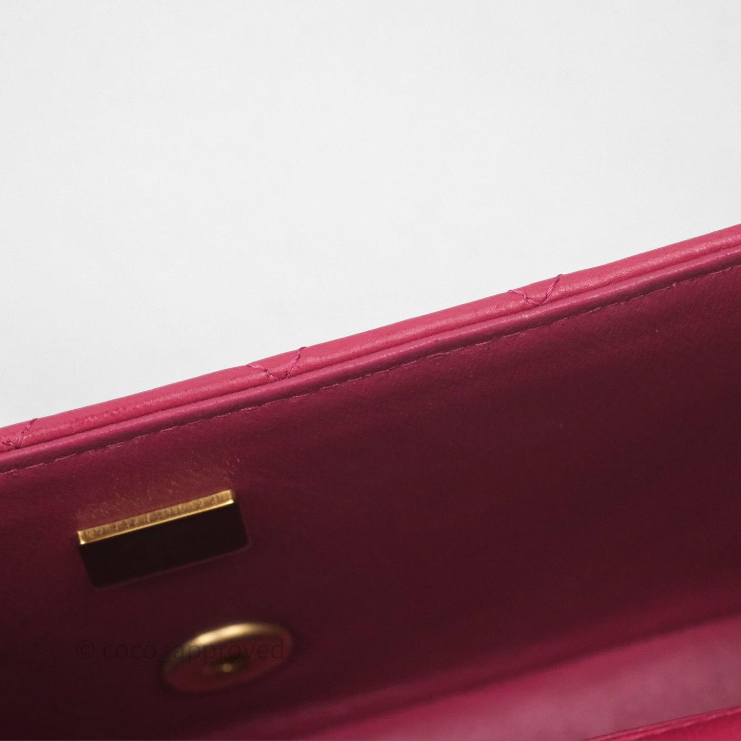 Chanel Top Handle Mini Rectangular Flap Red Lambskin Aged Gold Hardware