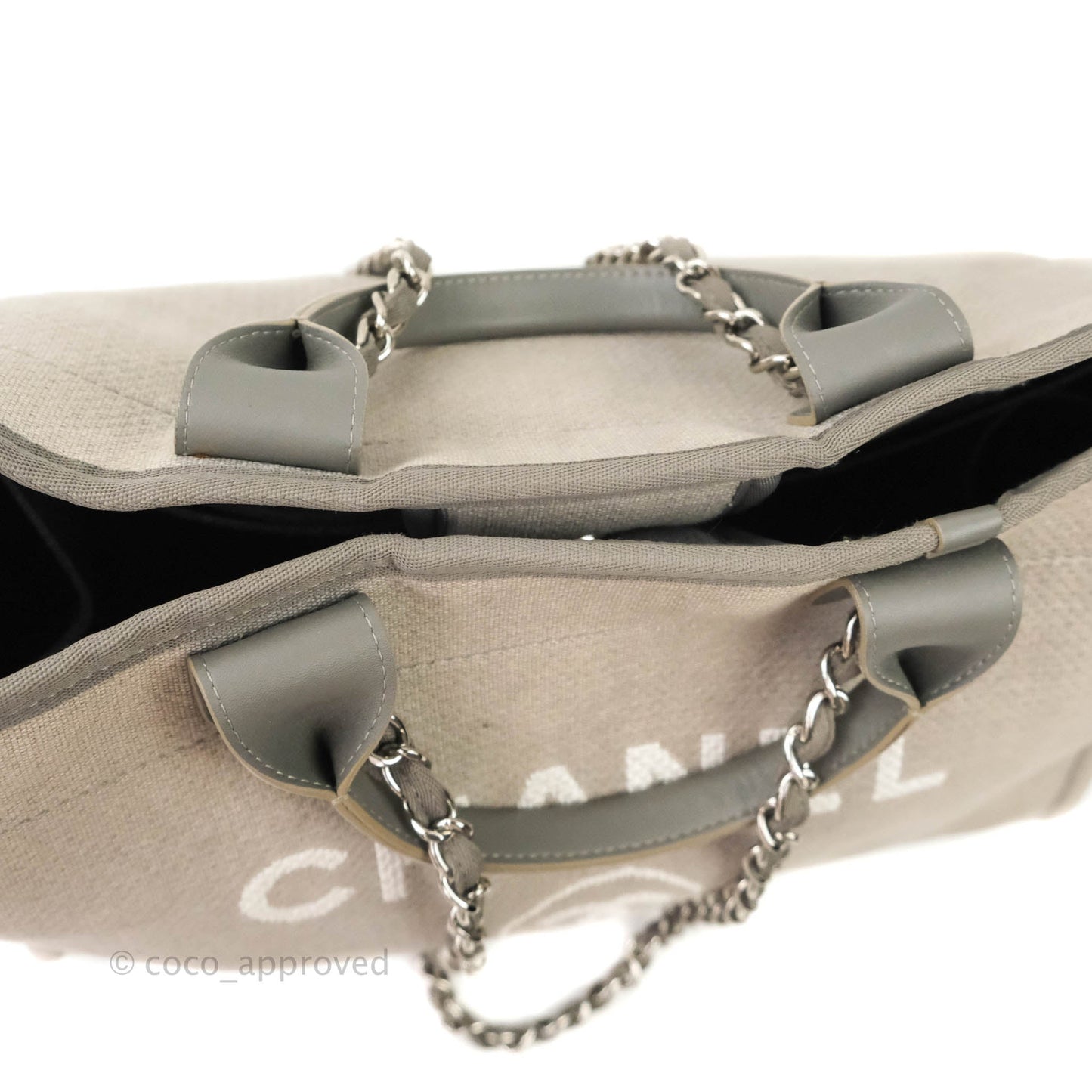 Chanel Large Deauville Grey Canvas Silver Hardware