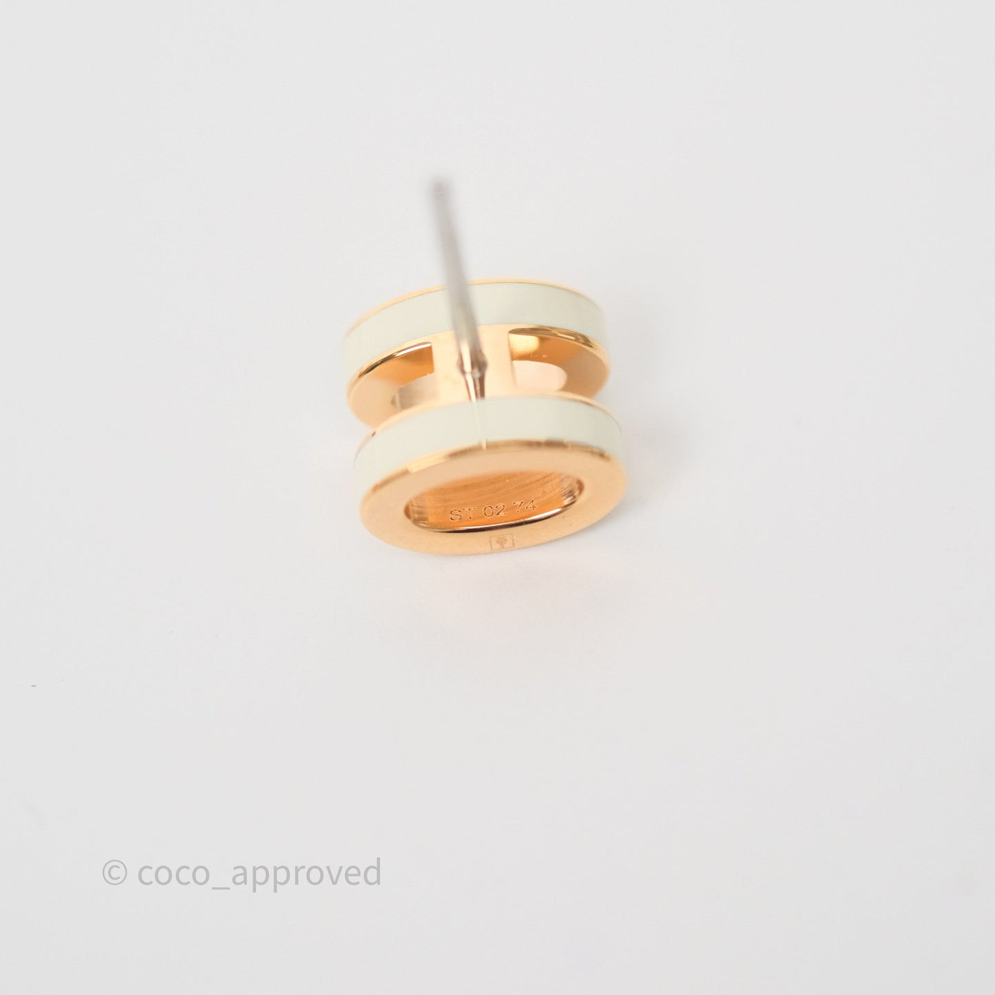 Hermes Mini Pop H Earrings Blanc Rose Gold