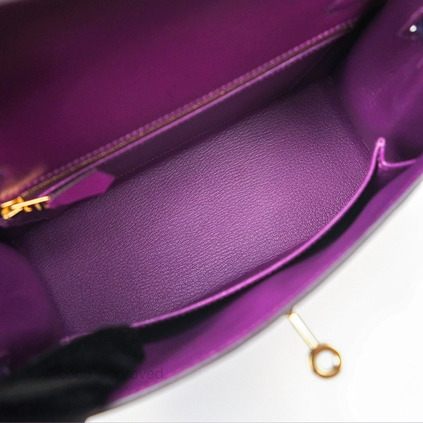 Hermès Kelly 25 Sellier Touch Anemone/ Amethyste Madame/ Croc Gold Hardware
