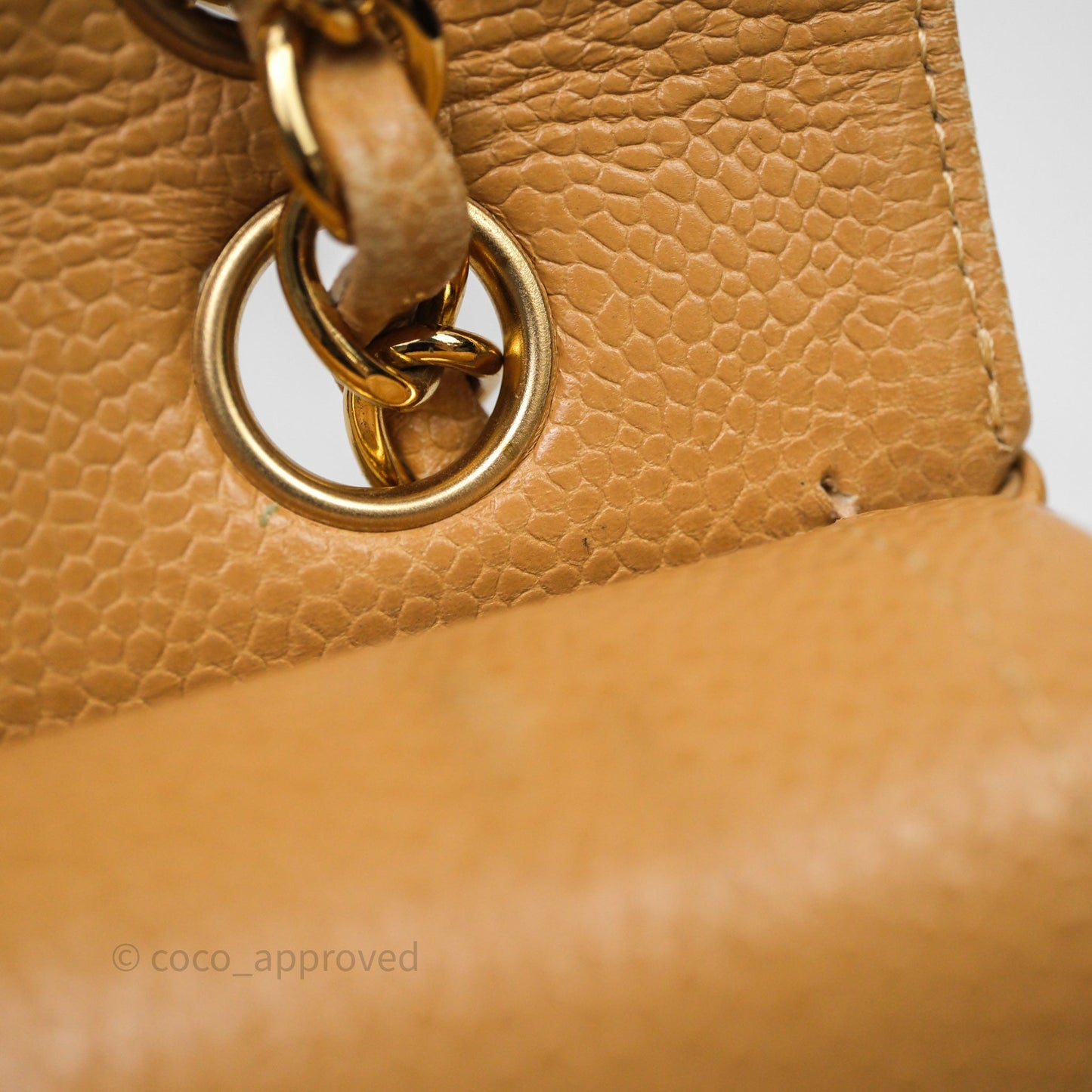 Chanel Vintage Small Classic Flap Beige Claire Caviar 24K Gold Hardware