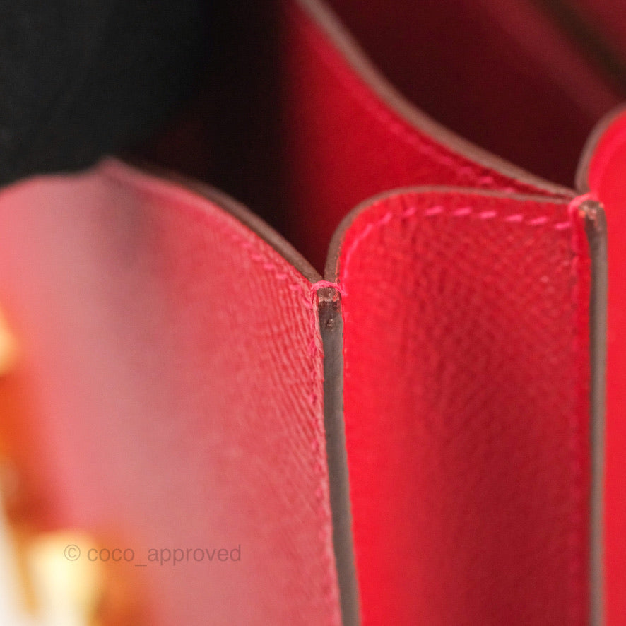 Hermès Constance 24 Rouge Casaque Epsom Gold Hardware