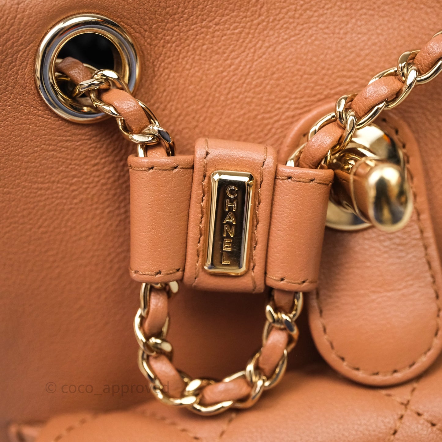Chanel Small Duma Drawstring Backpack Camel Calfskin