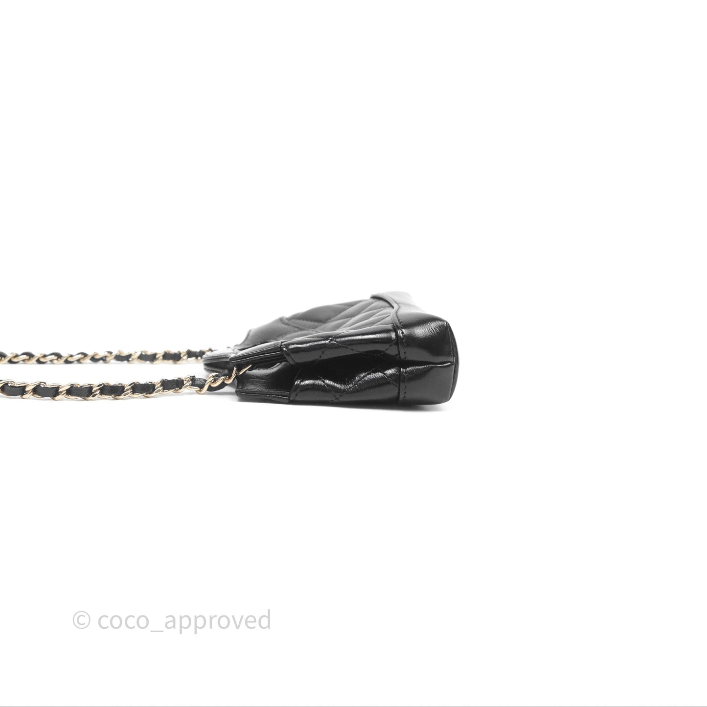 Chanel Micro 31 Clutch With Chain Black Shiny Calfskin Gold Hardware