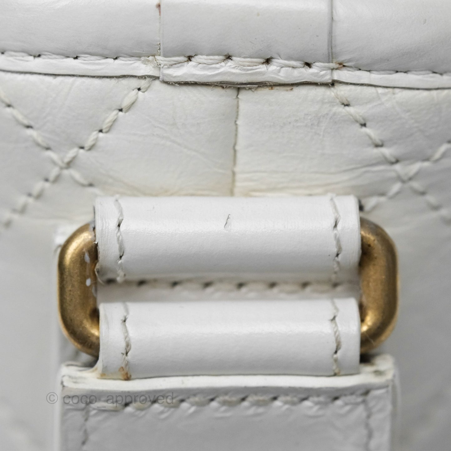 Chanel Small Gabrielle Hobo Quilted White Aged Calfskin
