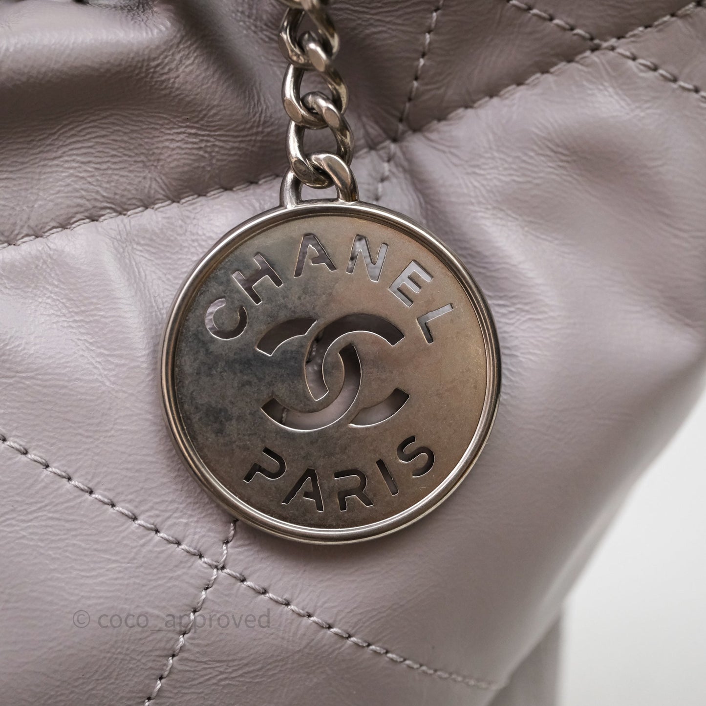 Chanel 22 Small Grey Aged Calfskin Matte Silver Hardware