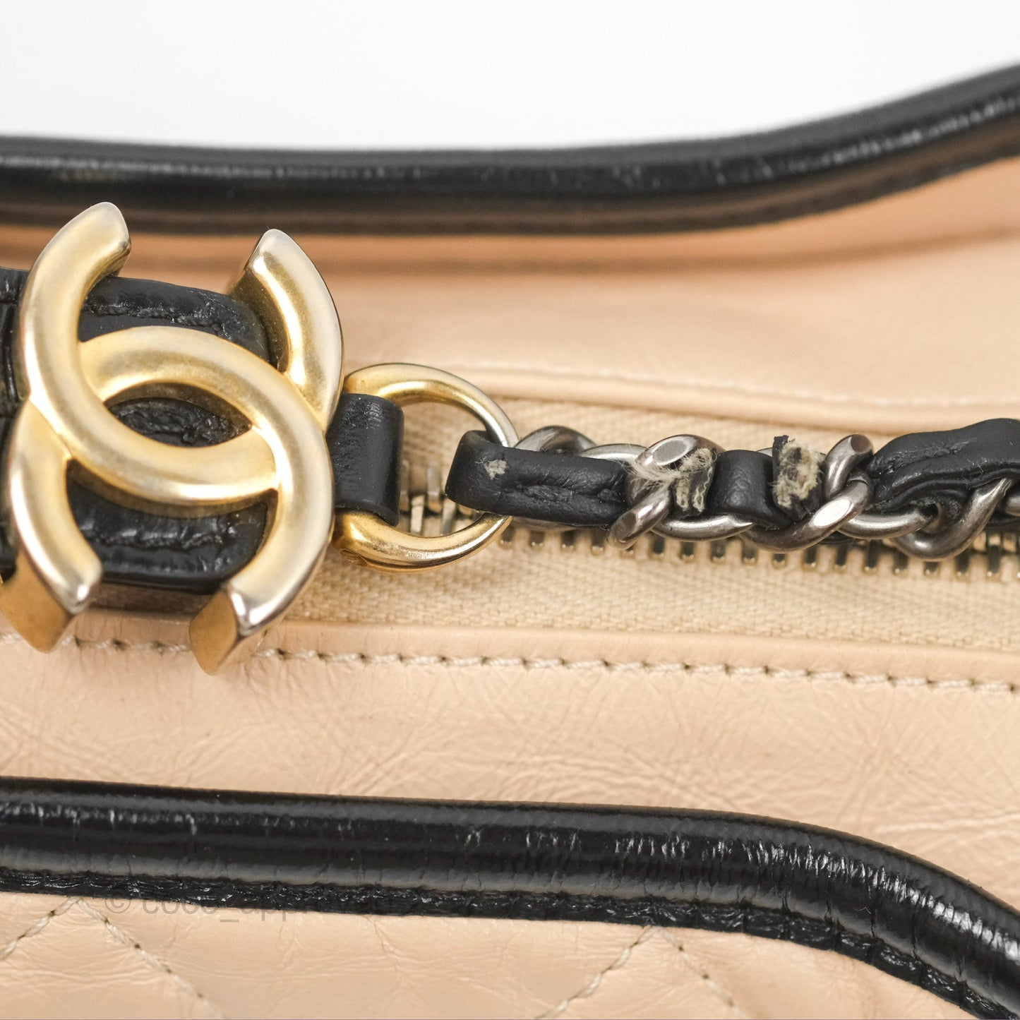 Chanel Small Gabrielle Hobo Quilted Beige Back Aged Calfskin