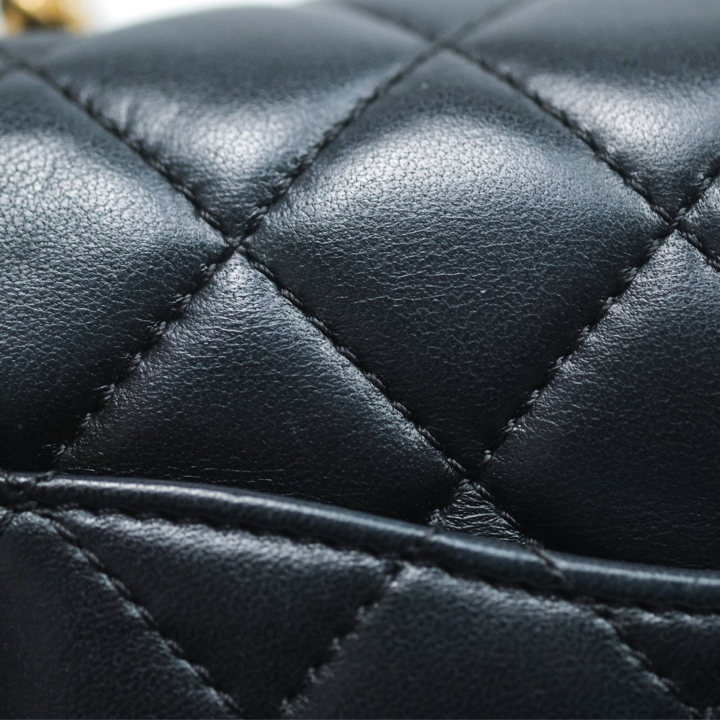 Chanel Pearl Crush Mini Square Quilted Black Lambskin Aged Gold Hardware
