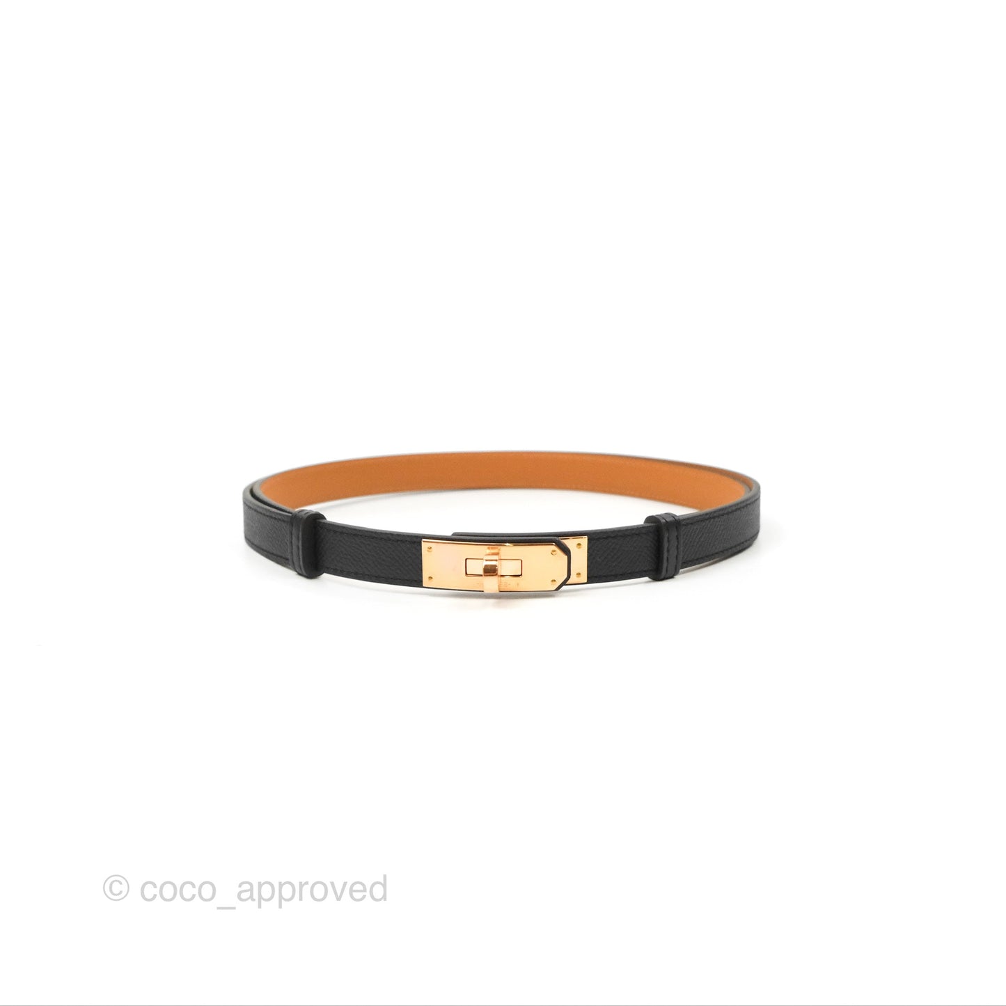 Hermès Kelly 18 Belt Black Epsom Rose Gold Hardware