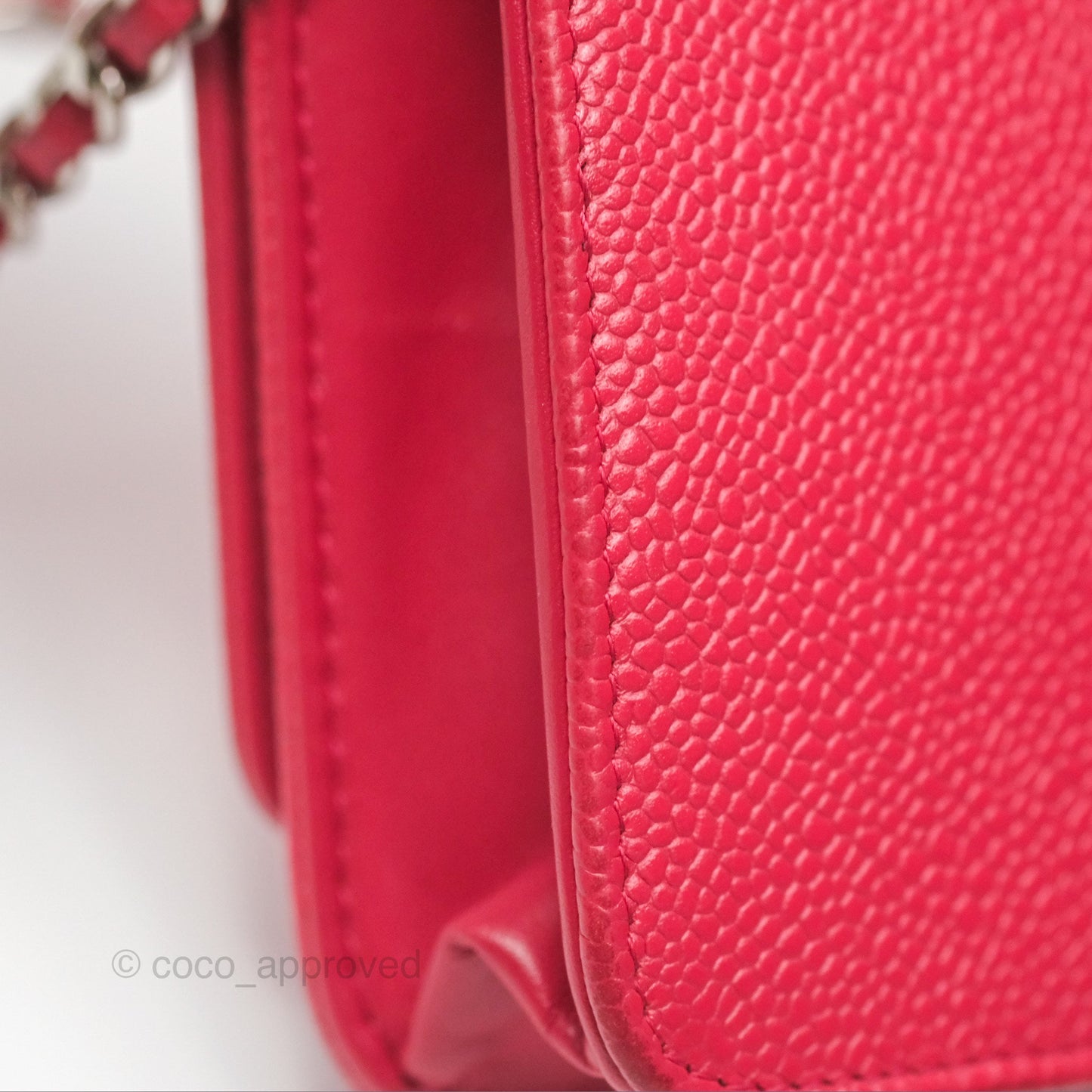 Chanel CC Wallet On Chain WOC Dark Pink Caviar Silver Hardware