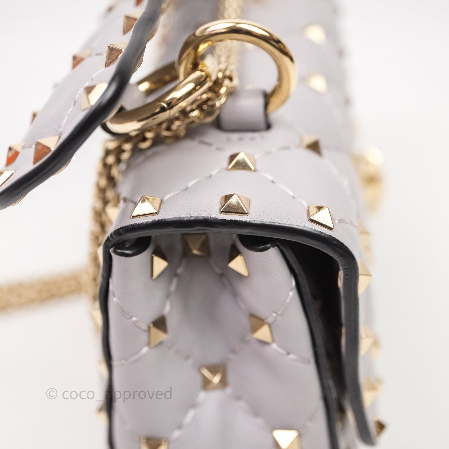 Valentino Small Nappa Rockstud Spike Bag Grey Gold Hardware