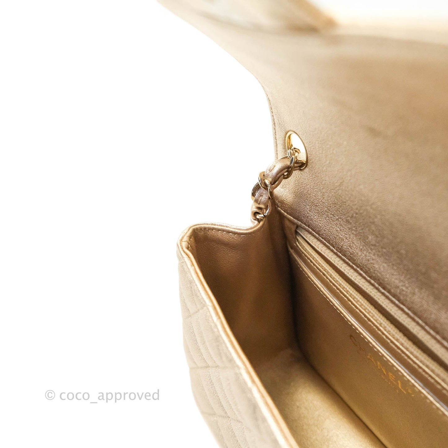 Chanel Classic Quilted Mini Square Gold Lambskin Gold Hardware 21P