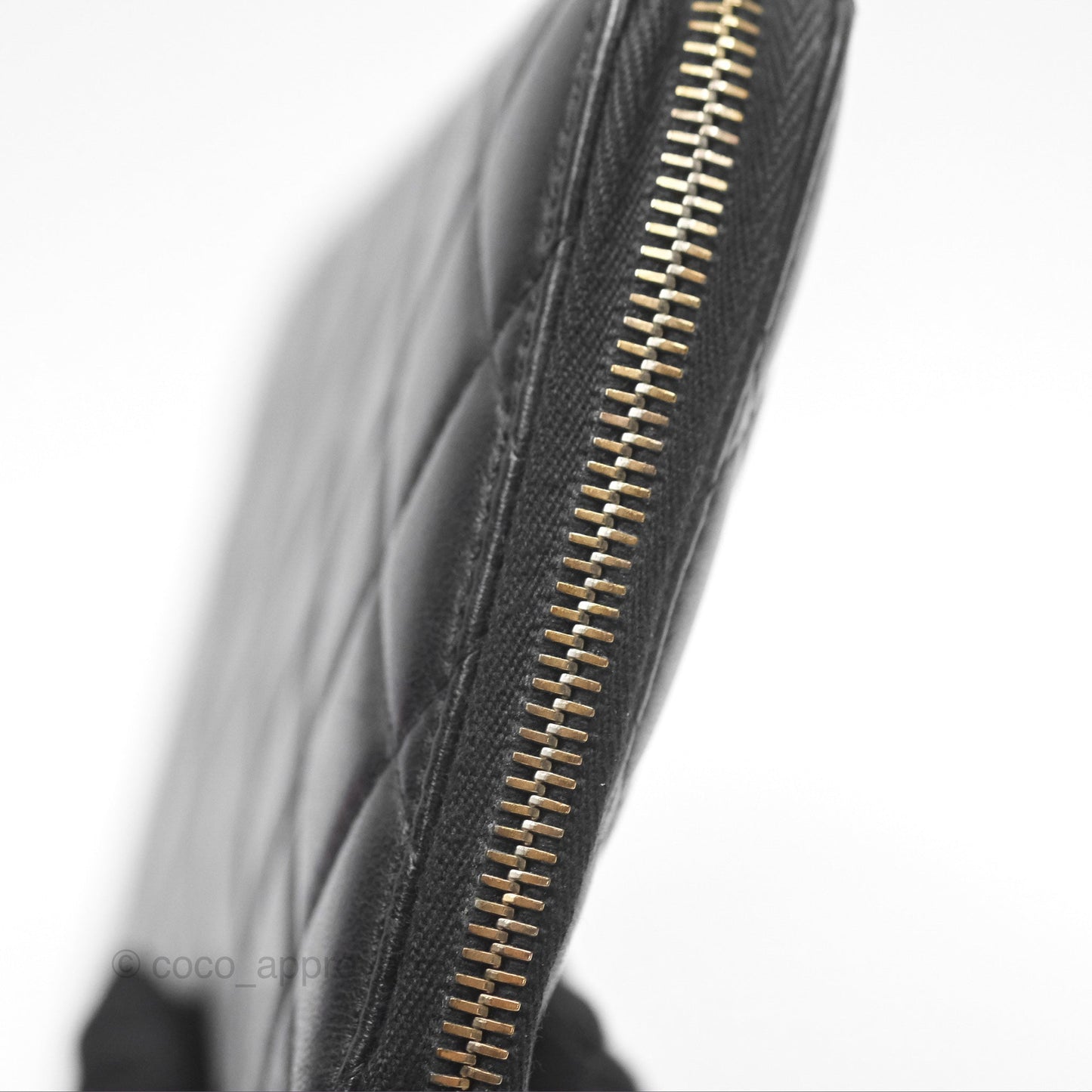 Chanel Zip Around Organiser Wallet Black Lambskin Gold Hardware