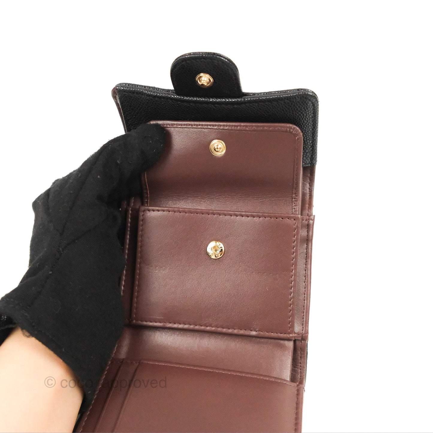 Chanel Classic Short Flap Wallet Black Caviar Gold Hardware