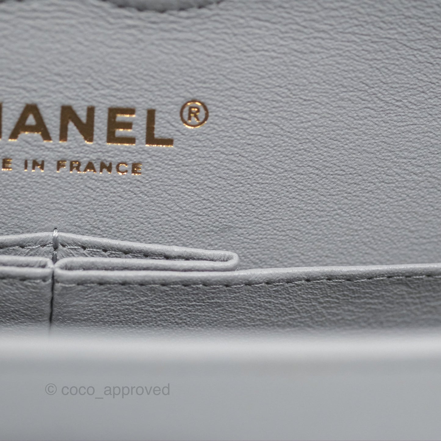 Chanel Small Classic Chevron Flap Grey Lambskin Gold Hardware