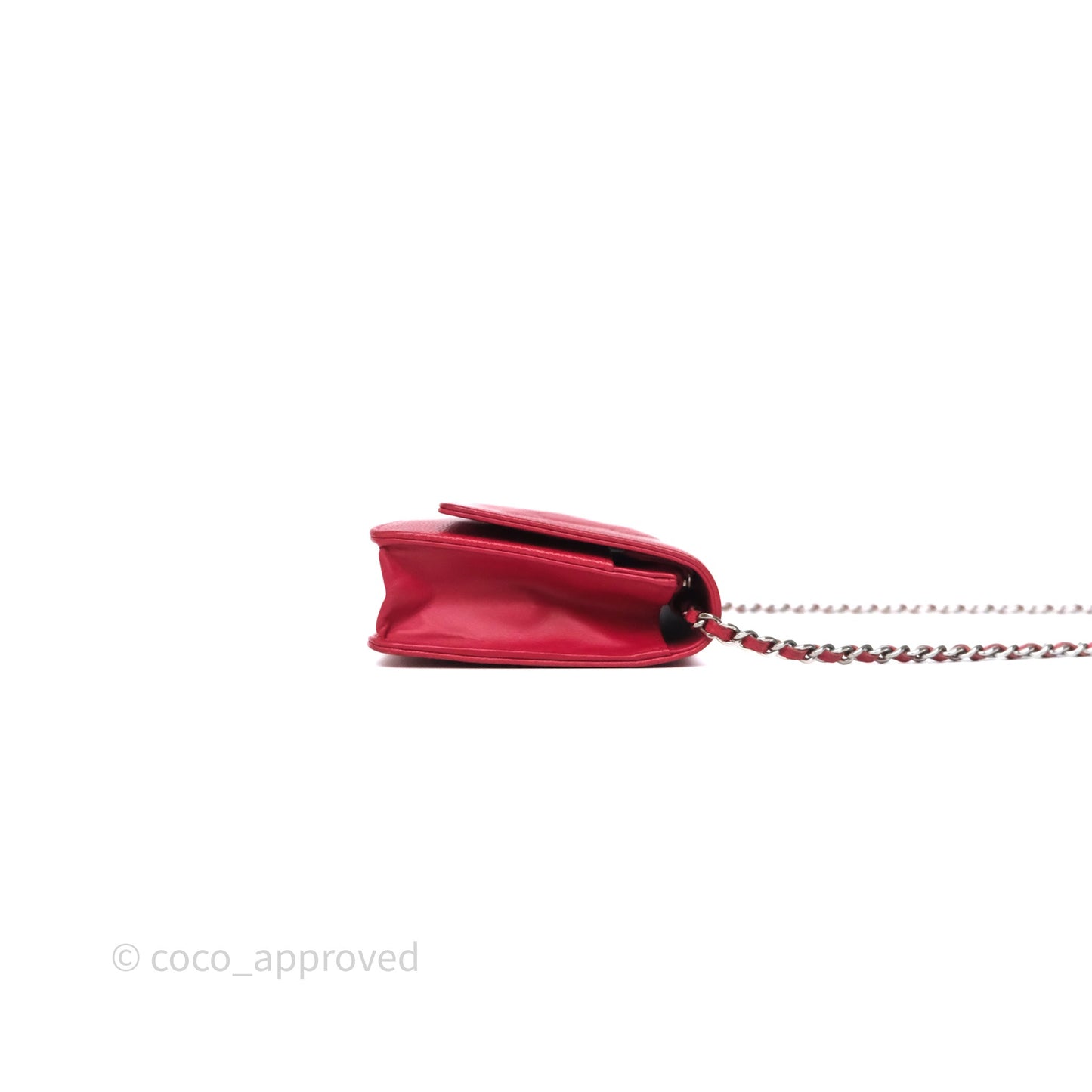 Chanel CC Wallet On Chain WOC Dark Pink Caviar Silver Hardware