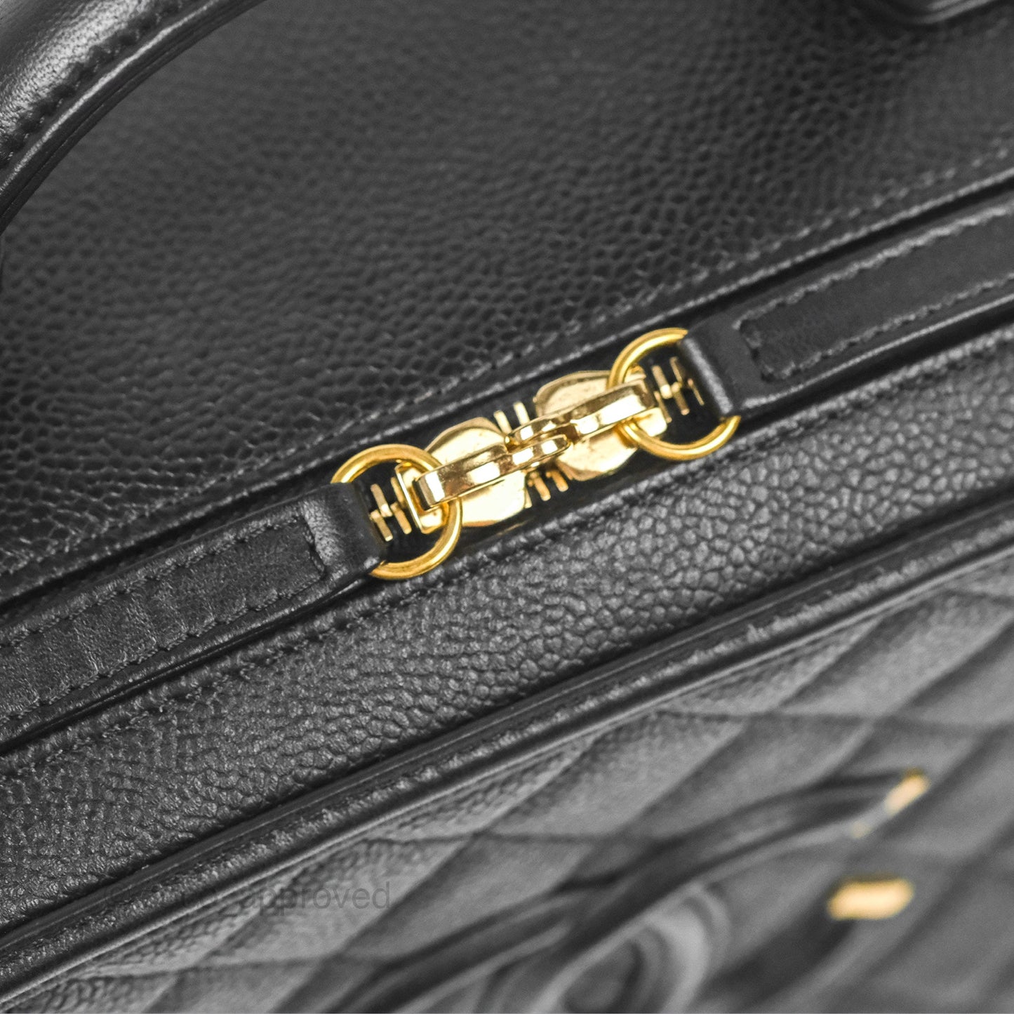 Chanel Quilted Large CC Filigree Vanity Case Black Caviar Gold Hardware