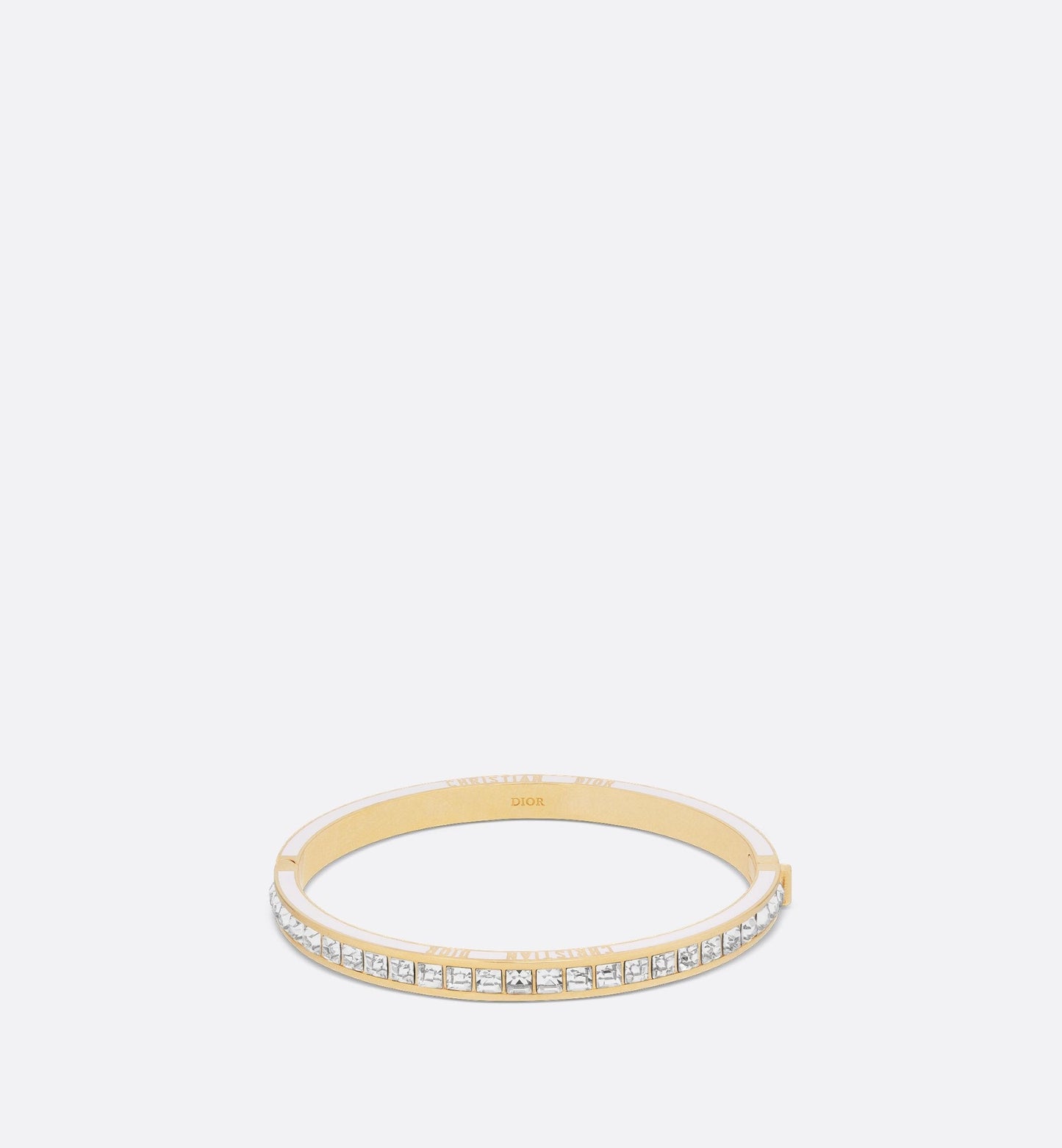 Luxury Dior Night Code Bangle Gold Finish Metal White Crystals And White Lacquer