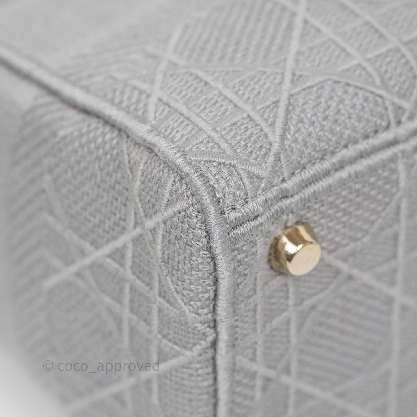 Dior Medium Lady D-Lite Bag Gray Cannage Embroidery Gold Hardware