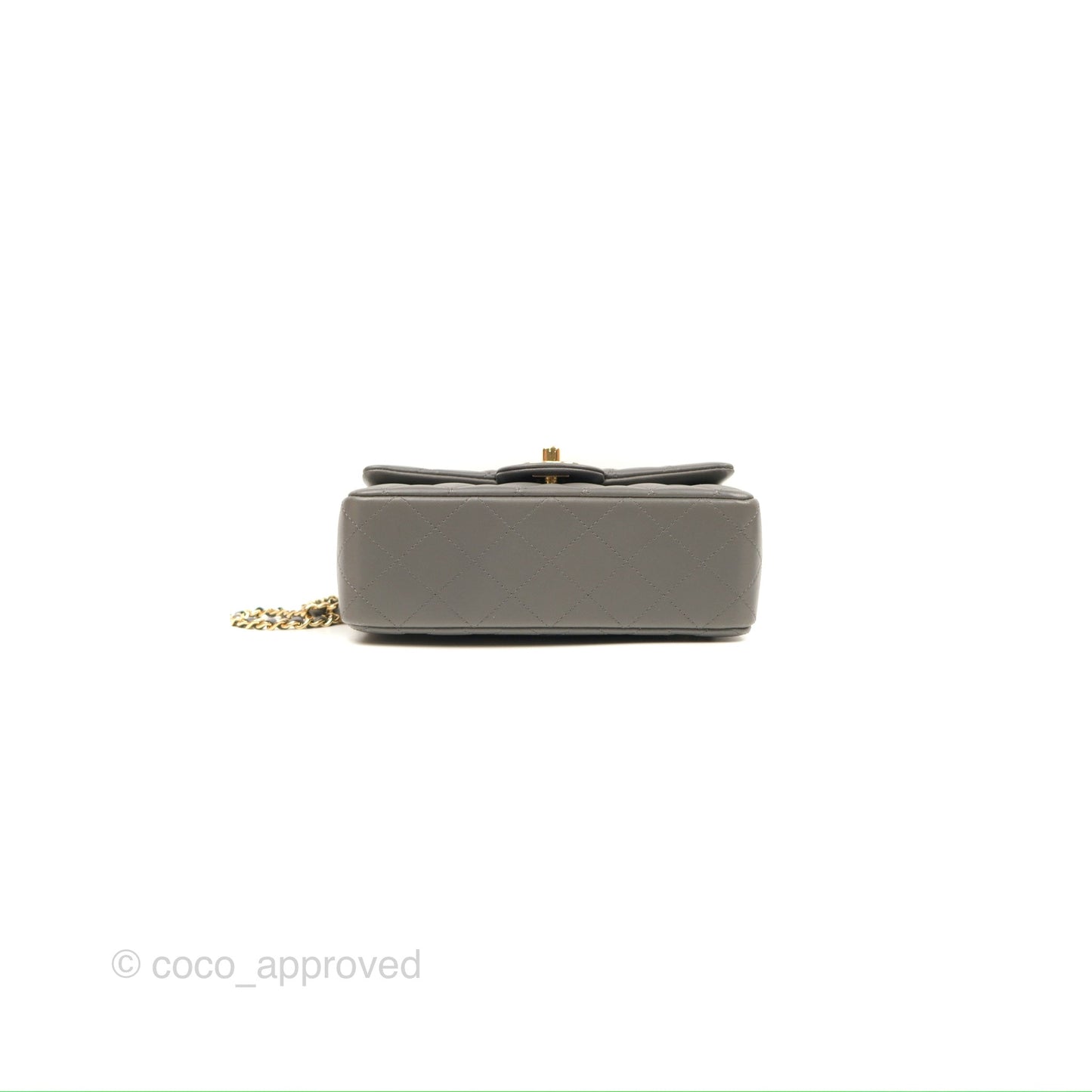 Chanel Top Handle Mini Rectangular Flap Bag Grey Lambskin Gold Hardware