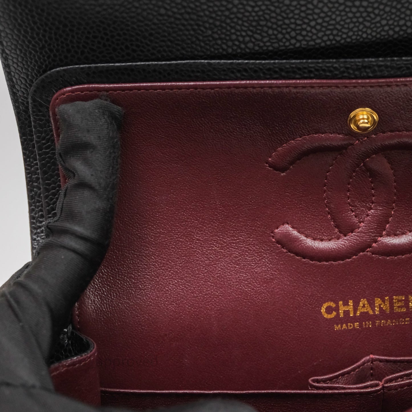 Chanel Small Classic Flap Quilted Black Caviar Gold Hardware