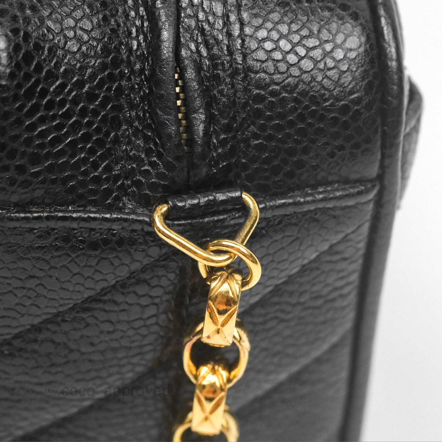 Chanel Vintage Small Camera Bag Black Caviar Gold Hardware