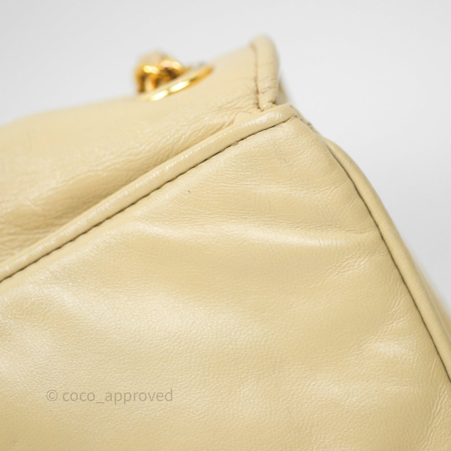 Chanel Vintage CC Flap Bag Beige Lambskin Gold Hardware