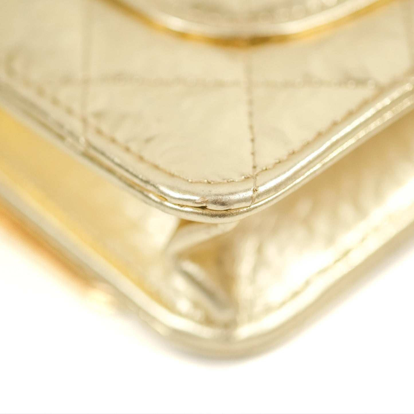 Chanel Quilted Classic Wallet on Chain WOC Metallic Gold Calfskin Gold Hardware