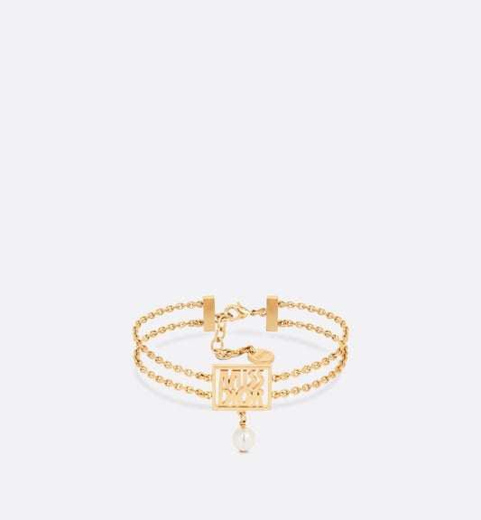 Miss Luxury Dior Bracelet Gold Finish Metal And A White Resin Pearl