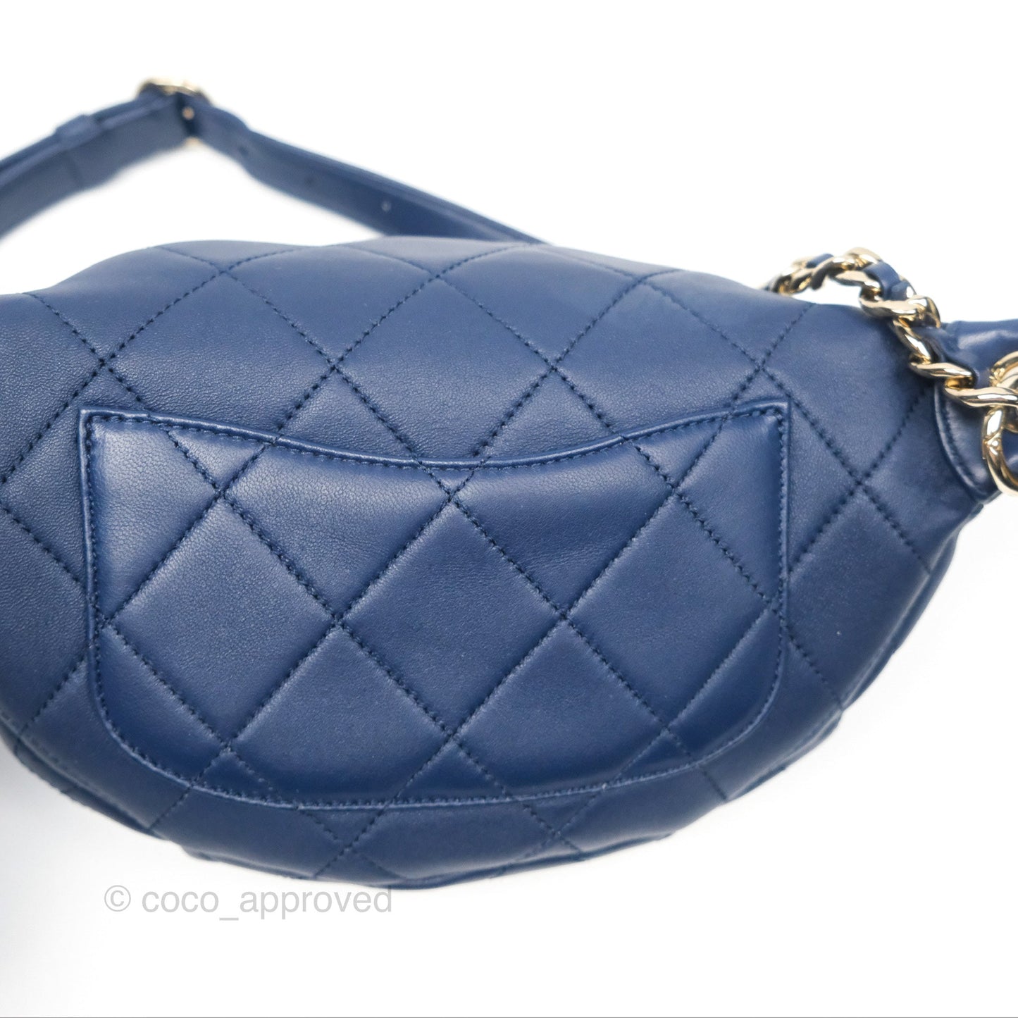 Chanel Resin Bi-Color Chain Belt Bag Navy Lambskin Gold Hardware