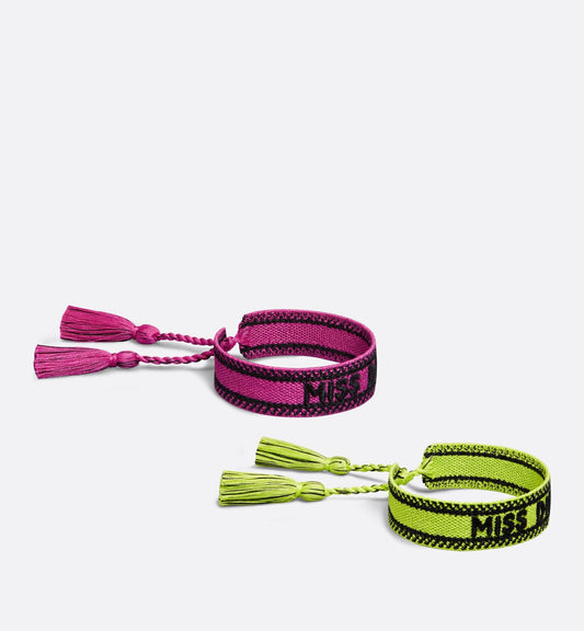 Miss Luxury Dior Bracelet Set Lime And Fuchsia Cotton