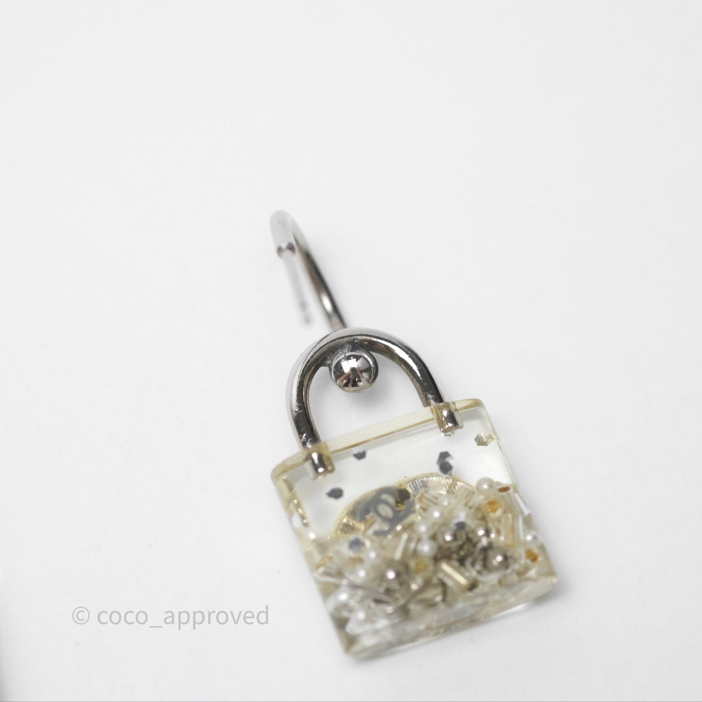 Chanel CC Padlock Resin Drop Earrings 14K