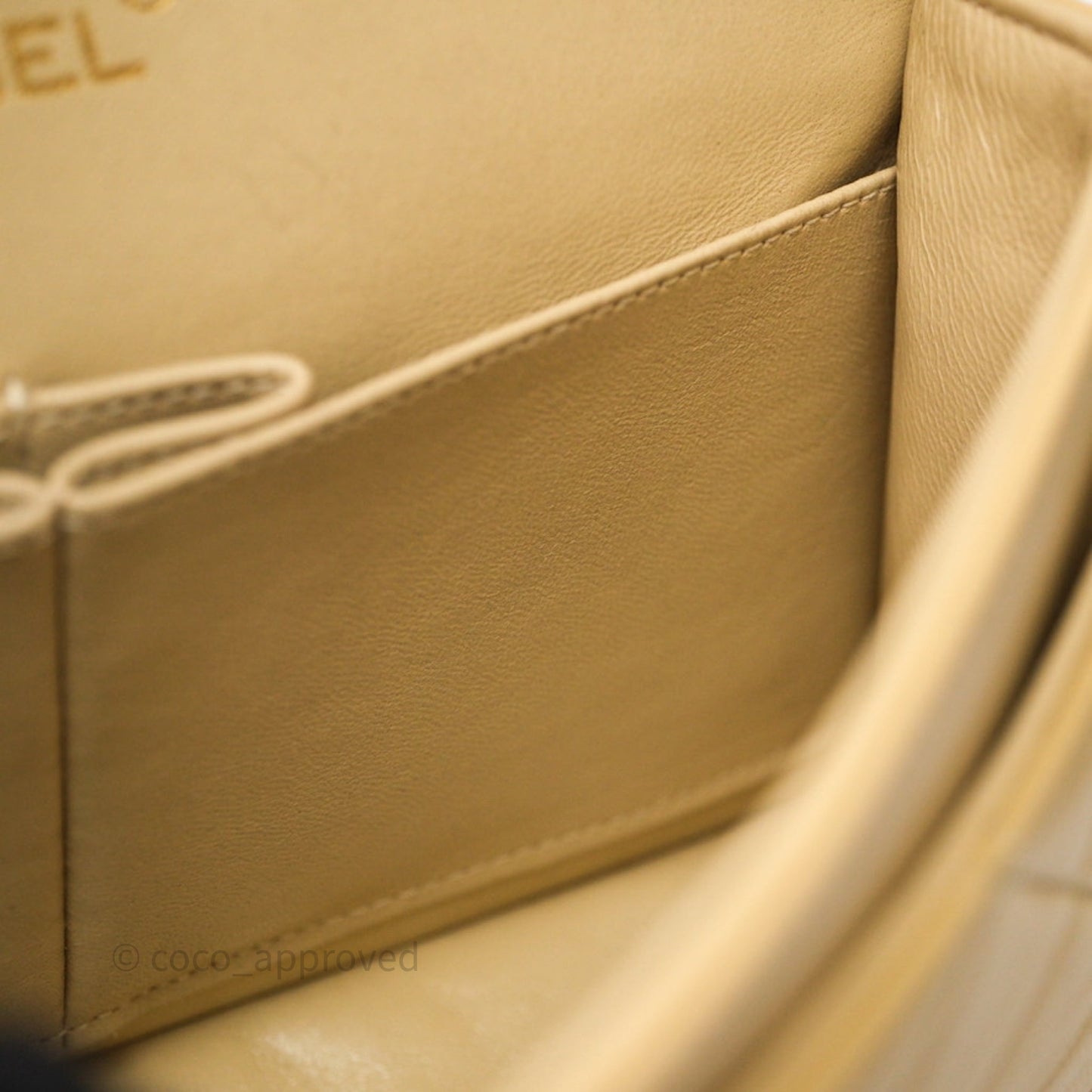 Chanel Vintage Small Classic Flap Beige Lambskin 24K Gold Hardware